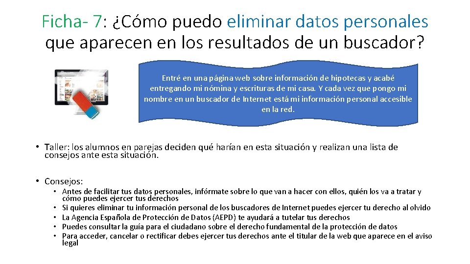 Ficha- 7: ¿Cómo puedo eliminar datos personales que aparecen en los resultados de un