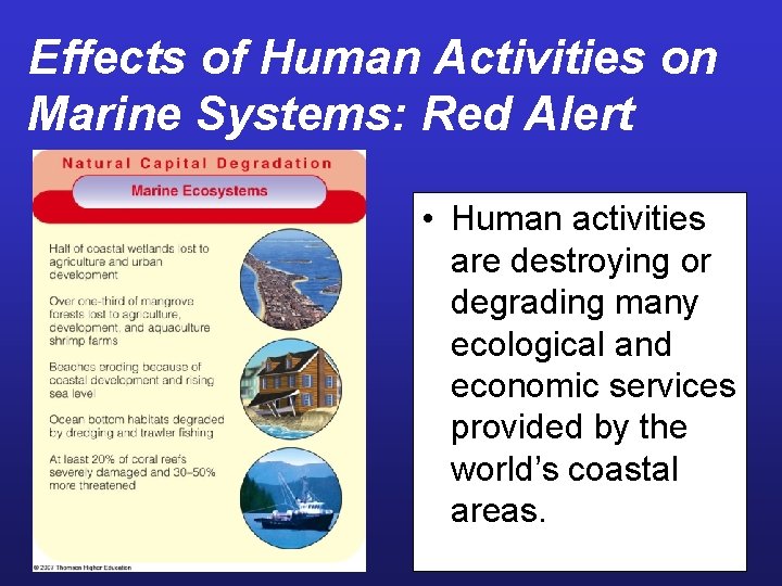 Effects of Human Activities on Marine Systems: Red Alert • Human activities are destroying