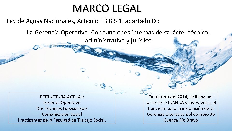 MARCO LEGAL Ley de Aguas Nacionales, Articulo 13 BIS 1, apartado D : La