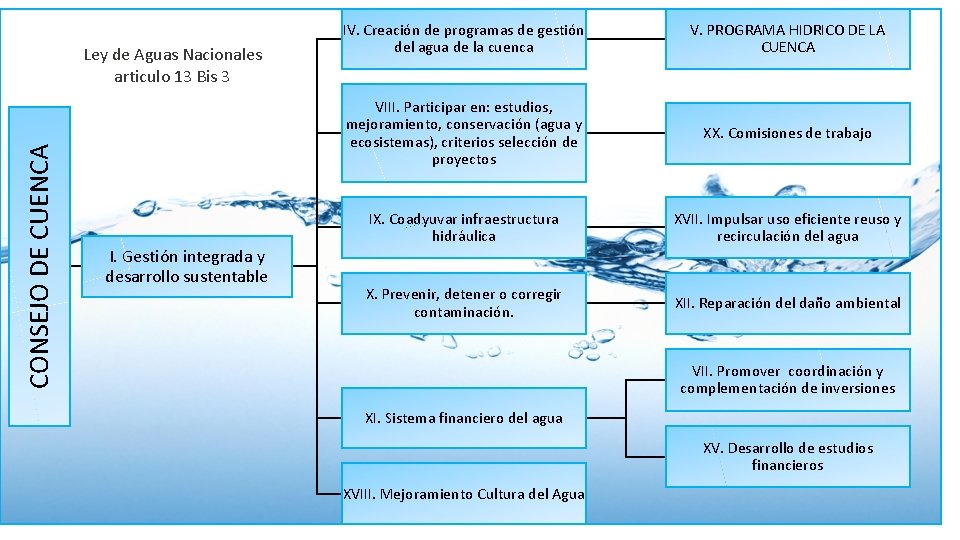 CONSEJO DE CUENCA Ley de Aguas Nacionales articulo 13 Bis 3 I. Gestión integrada