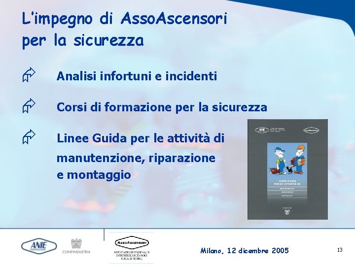 L’impegno di Asso. Ascensori per la sicurezza Æ Analisi infortuni e incidenti Æ Corsi