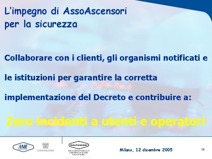 L’impegno di Asso. Ascensori per la sicurezza Collaborare con i clienti, gli organismi notificati