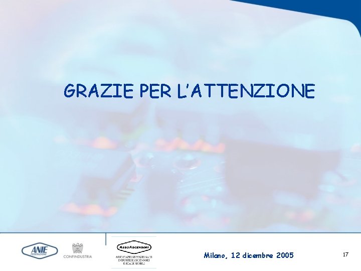 GRAZIE PER L’ATTENZIONE Milano, 12 dicembre 2005 17 