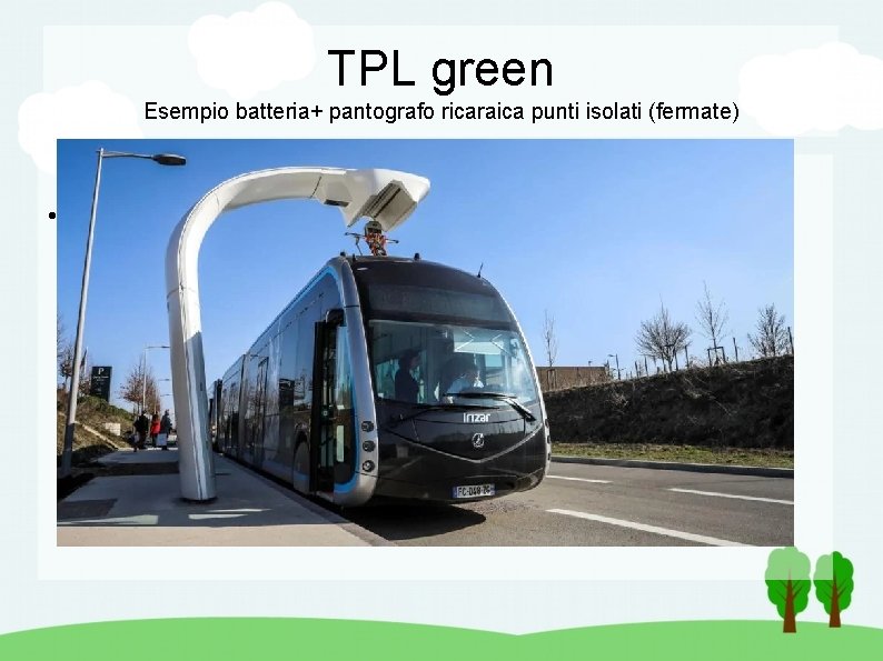TPL green Esempio batteria+ pantografo ricaraica punti isolati (fermate) 