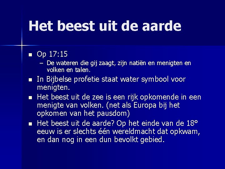 Het beest uit de aarde n Op 17: 15 – De wateren die gij