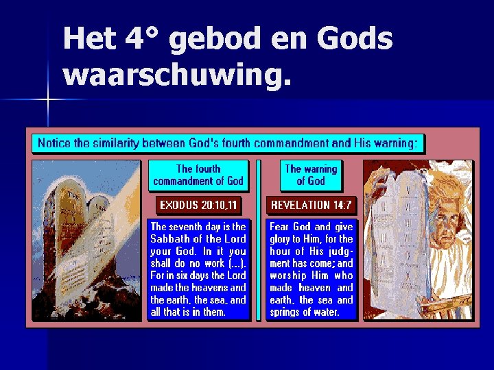 Het 4° gebod en Gods waarschuwing. 