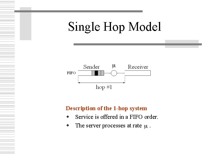 Single Hop Model Description of the 1 -hop system w Service is offered in