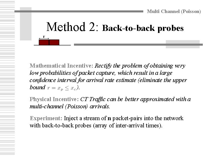 Multi Channel (Poisson) Method 2: Back-to-back probes Mathematical Incentive: Rectify the problem of obtaining