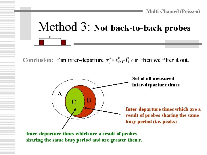 Multi Channel (Poisson) Method 3: Not back-to-back probes Conclusion: If an inter-departure time ,