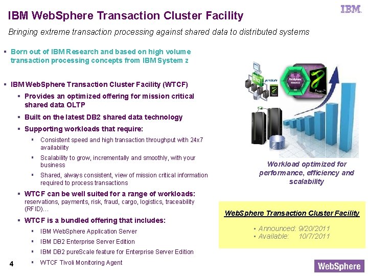 IBM Web. Sphere Transaction Cluster Facility Bringing extreme transaction processing against shared data to