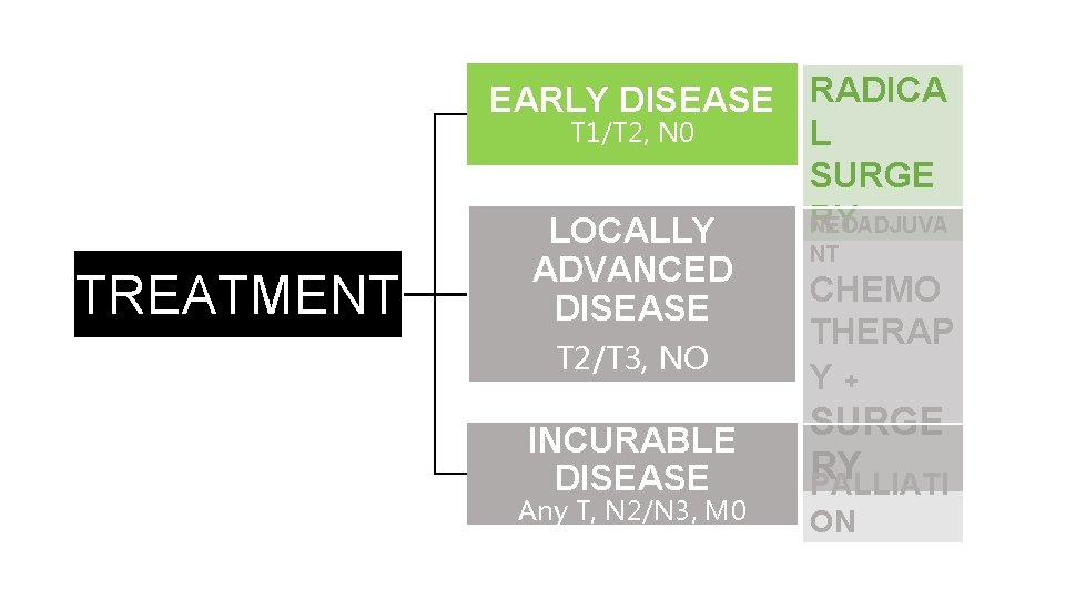 TREATMENT EARLY DISEASE RADICA T 1/T 2, N 0 L SURGE RY NEOADJUVA LOCALLY