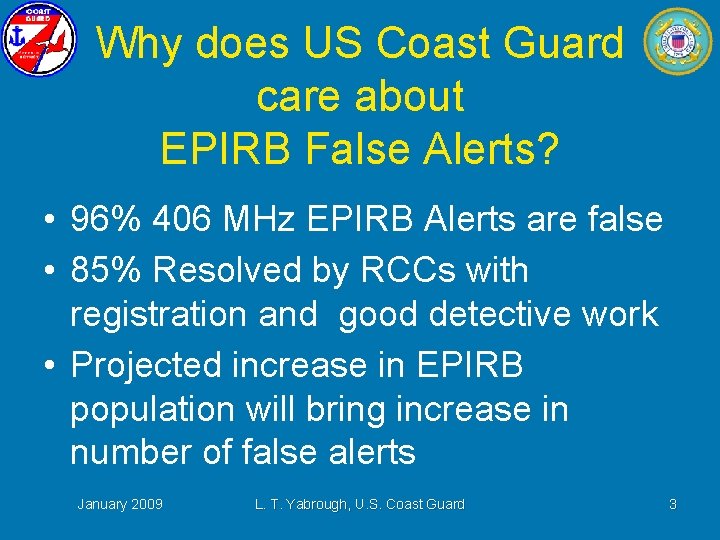 Why does US Coast Guard care about EPIRB False Alerts? • 96% 406 MHz