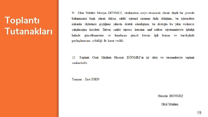 Toplantı Tutanakları ? 19 