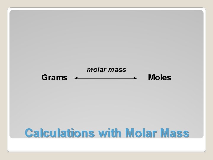 Grams molar mass Moles Calculations with Molar Mass 