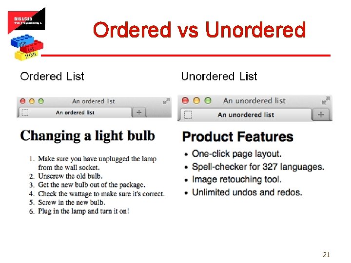 Ordered vs Unordered 21 