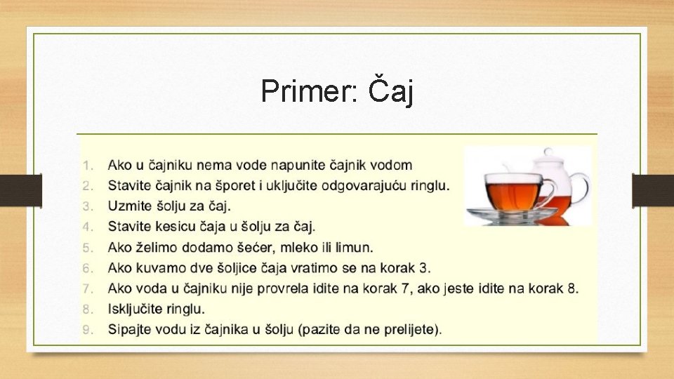 Primer: Čaj 