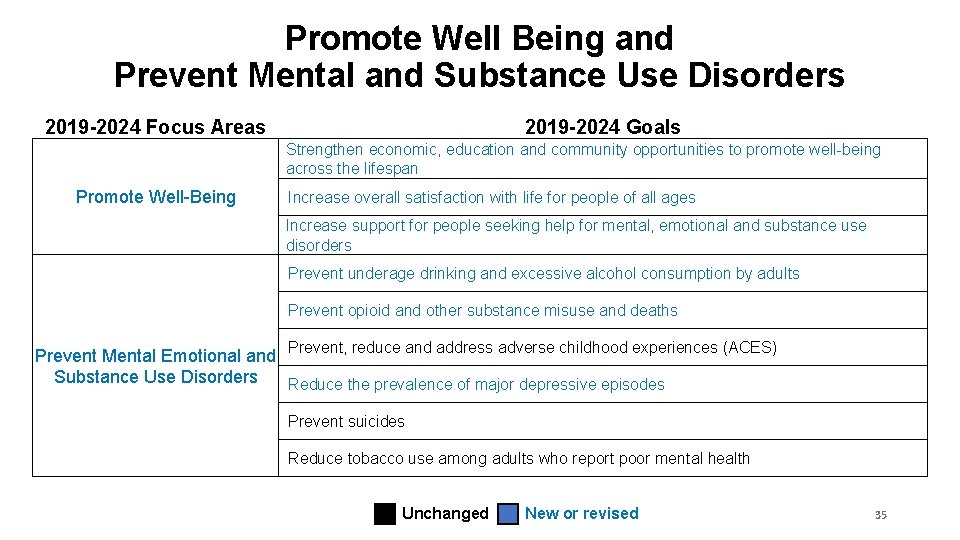 Promote Well Being and Prevent Mental and Substance Use Disorders 2019 -2024 Focus Areas