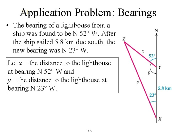  • 7. 1 Example 3 Using the Law of Application Problem: Bearings infrom