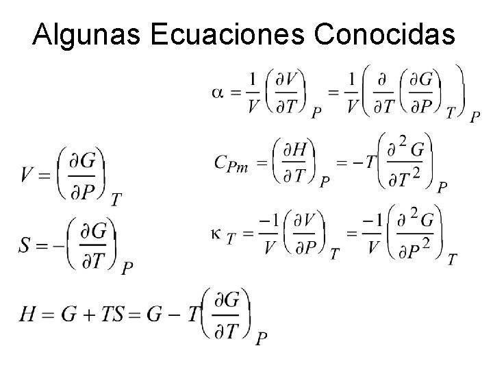 Algunas Ecuaciones Conocidas 