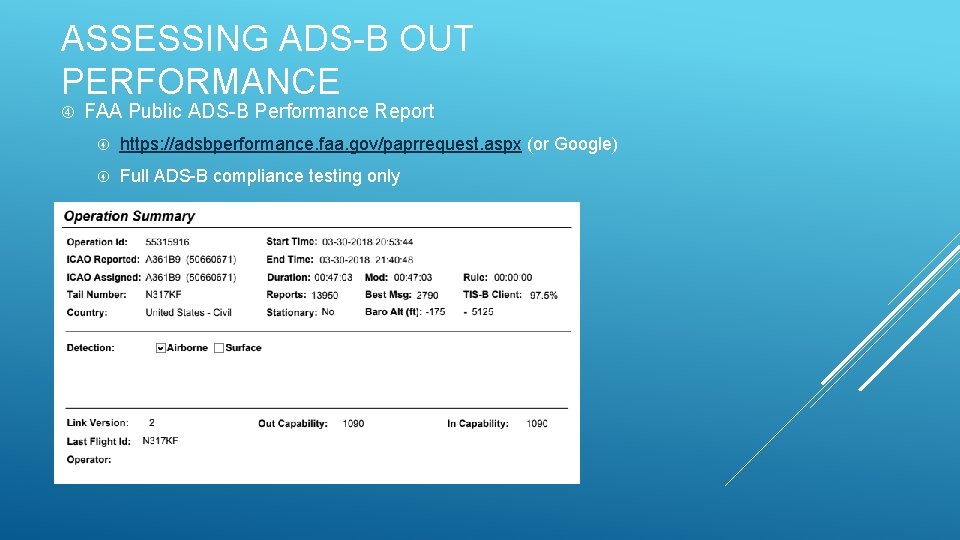 ASSESSING ADS-B OUT PERFORMANCE FAA Public ADS-B Performance Report https: //adsbperformance. faa. gov/paprrequest. aspx