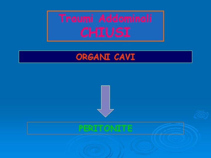 Traumi Addominali CHIUSI ORGANI CAVI PERITONITE 
