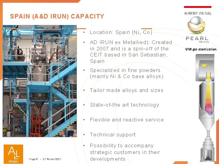 SPAIN (A&D IRUN) CAPACITY • Location: Spain (Ni, Co) • AD IRUN ex Metallied):