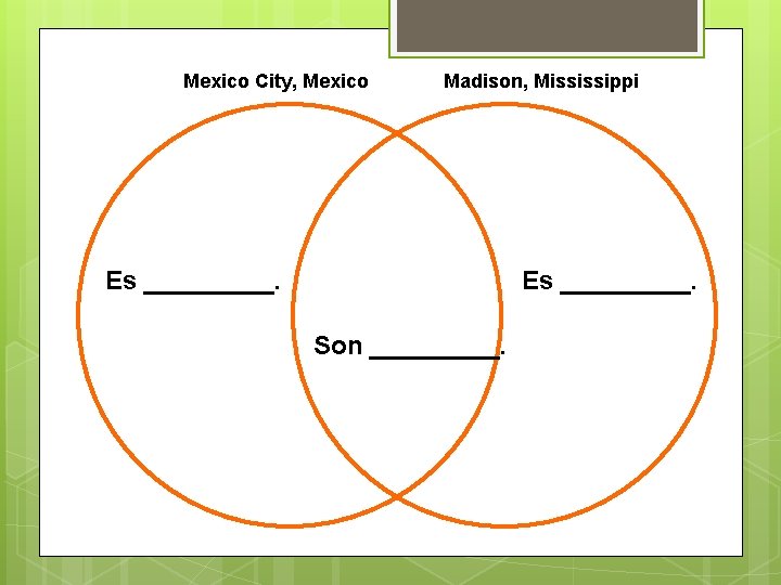 Mexico City, Mexico Madison, Mississippi Es _________. Son _____. 
