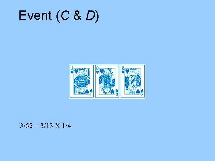 Event (C & D) 3/52 = 3/13 X 1/4 