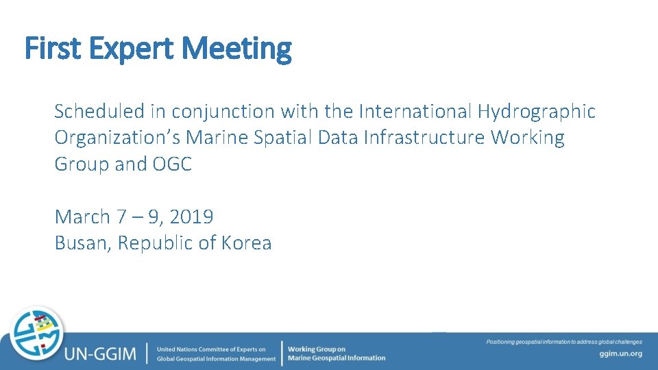First Expert Meeting Scheduled in conjunction with the International Hydrographic Organization’s Marine Spatial Data