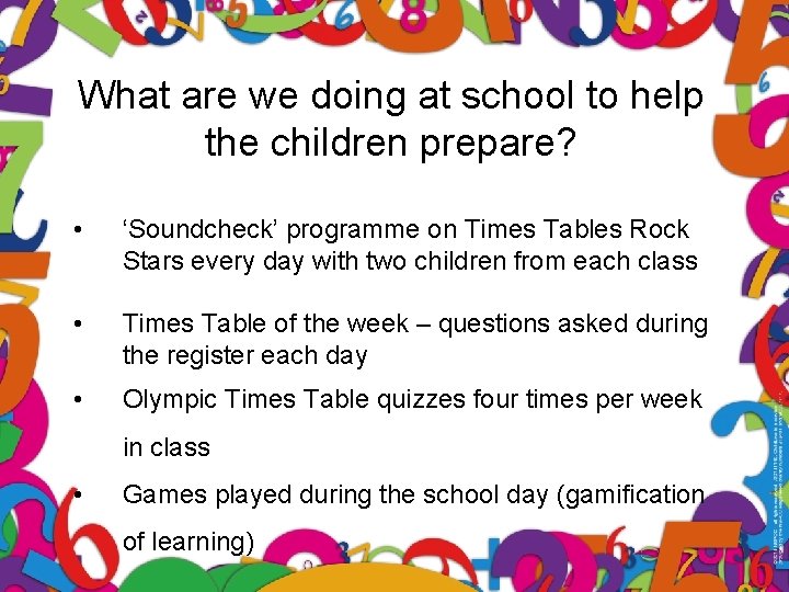 What are we doing at school to help the children prepare? • ‘Soundcheck’ programme