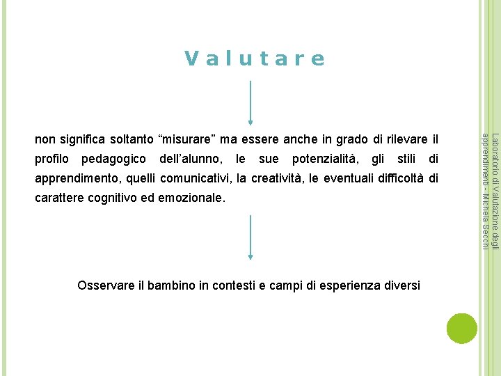 Valutare profilo pedagogico dell’alunno, le sue potenzialità, gli stili di apprendimento, quelli comunicativi, la