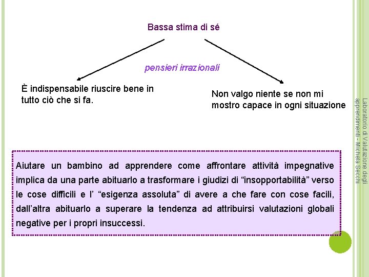 Bassa stima di sé pensieri irrazionali Non valgo niente se non mi mostro capace