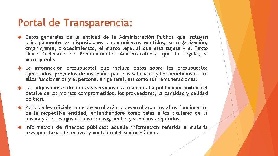 Portal de Transparencia: Datos generales de la entidad de la Administración Pública que incluyan