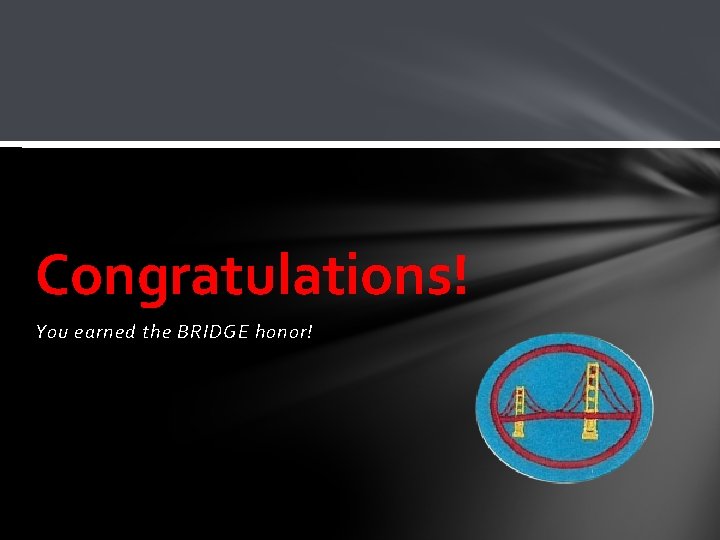 Congratulations! You earned the BRIDGE honor! 