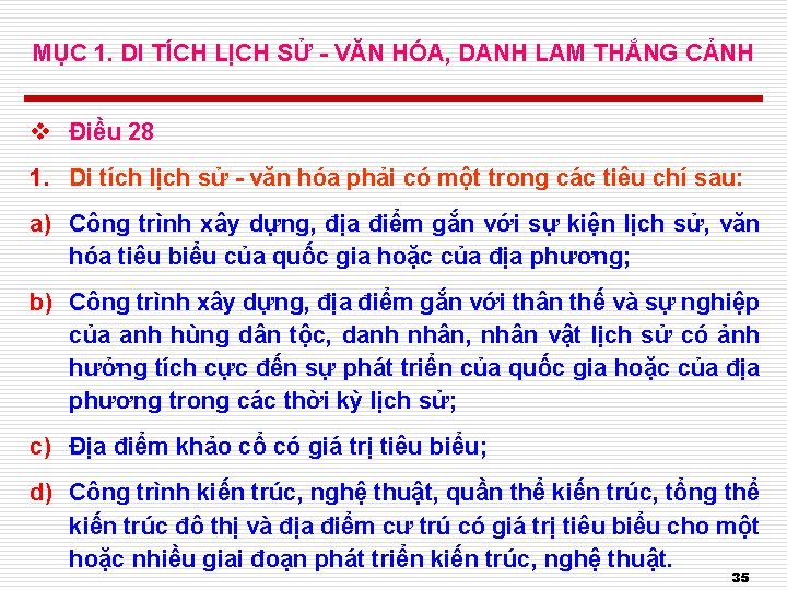 MỤC 1. DI TÍCH LỊCH SỬ - VĂN HÓA, DANH LAM THẮNG CẢNH v