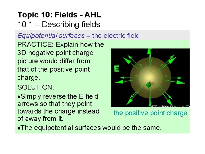 Topic 10: Fields - AHL 10. 1 – Describing fields Equipotential surfaces – the