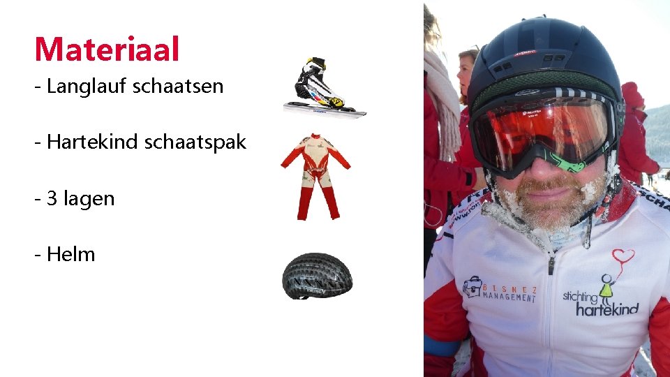 Materiaal - Langlauf schaatsen - Hartekind schaatspak - 3 lagen - Helm 