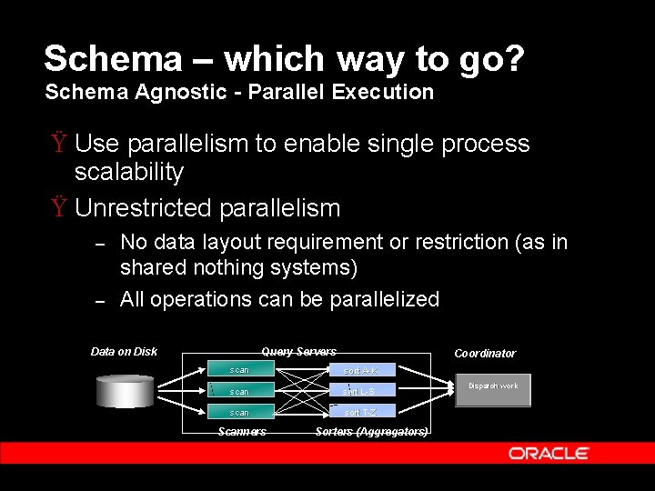 Schema – which way to go? Schema Agnostic - Parallel Execution Ÿ Use parallelism