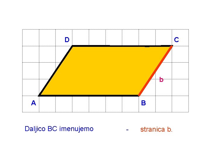 D C b A Daljico BC imenujemo B - stranica b. 
