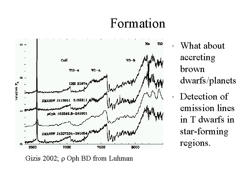 Formation " " Gizis 2002; r Oph BD from Luhman What about accreting brown