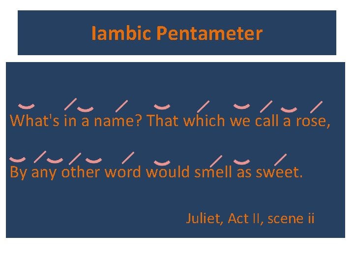 Iambic Pentameter What's in a name? That which we call a rose, By any