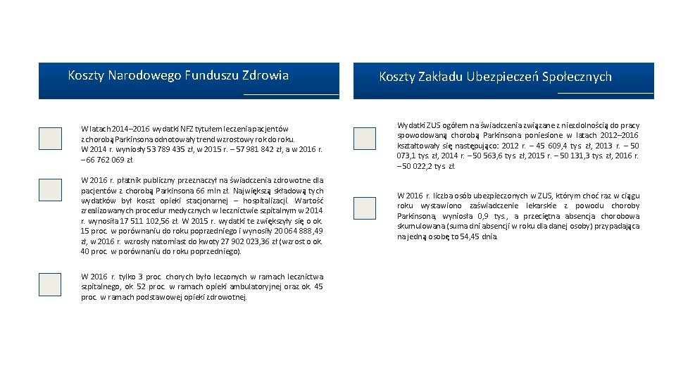 Koszty Narodowego Funduszu Zdrowia Koszty Zakładu Ubezpieczeń Społecznych W latach 2014– 2016 wydatki NFZ