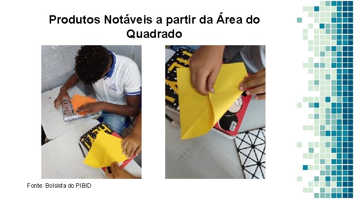 Produtos Notáveis a partir da Área do Quadrado Fonte: Bolsista do PIBID 