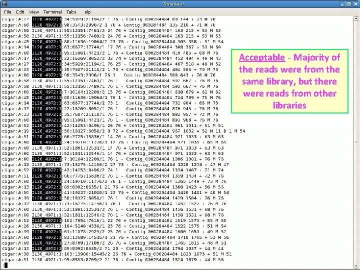 Acceptable - Majority of the reads were from the same library, but there were