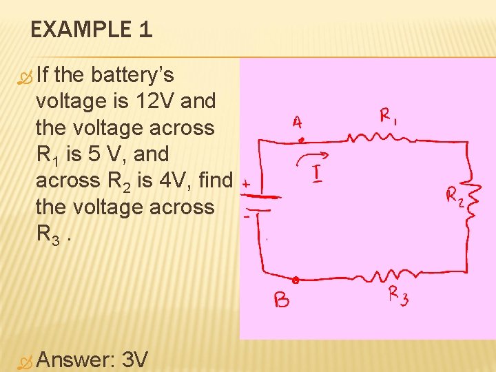 EXAMPLE 1 If the battery’s voltage is 12 V and the voltage across R