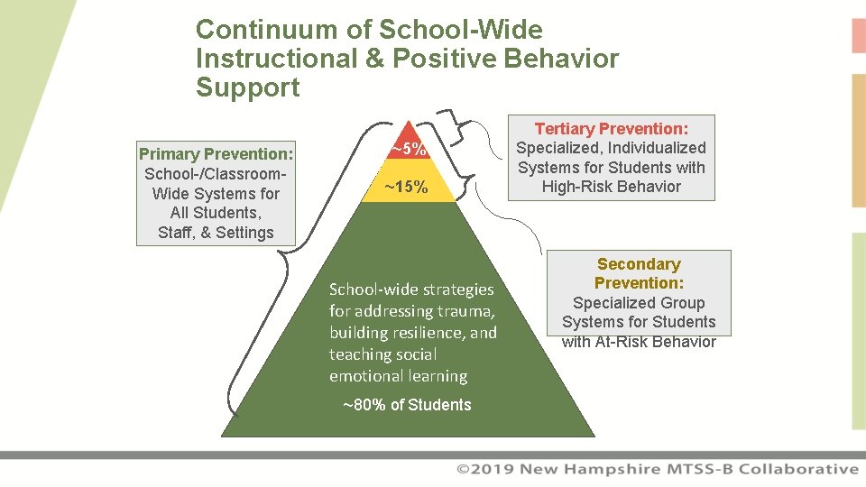 Continuum of School-Wide Instructional & Positive Behavior Support Primary Prevention: School-/Classroom. Wide Systems for