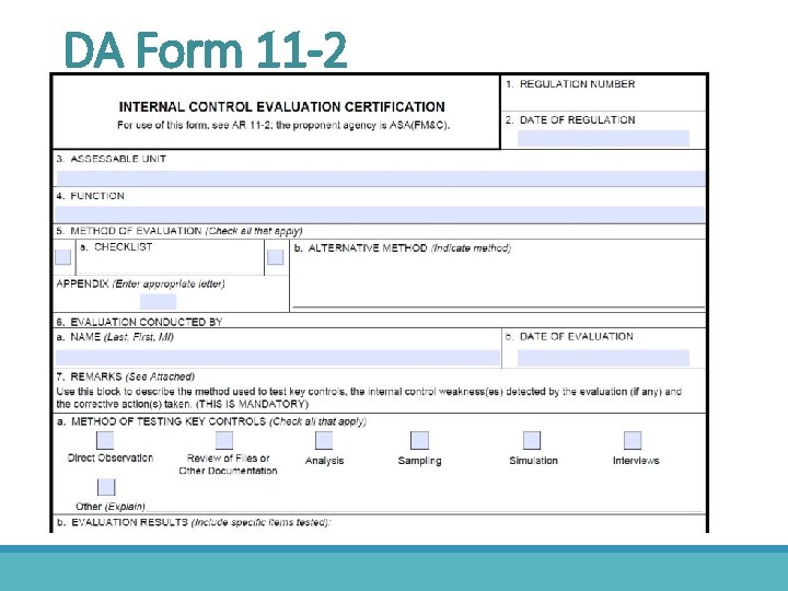 DA Form 11 -2 