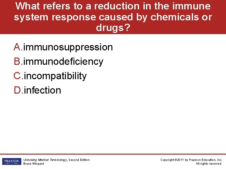 What refers to a reduction in the immune system response caused by chemicals or