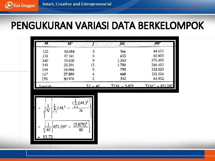 PENGUKURAN VARIASI DATA BERKELOMPOK 