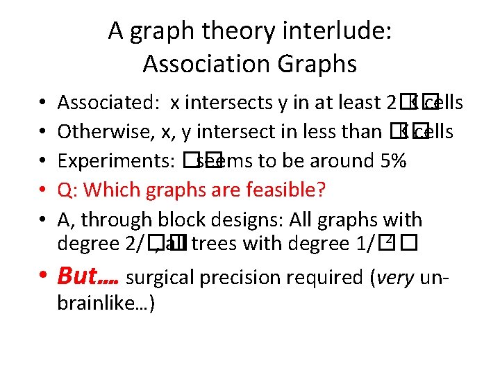 A graph theory interlude: Association Graphs • • • Associated: x intersects y in